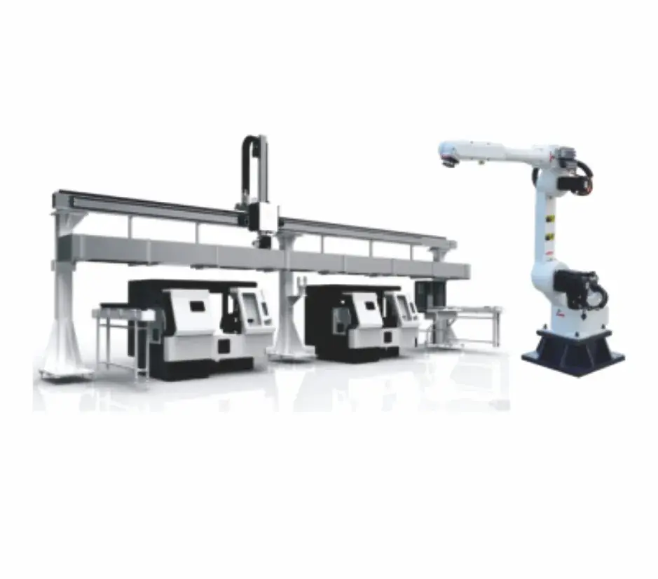 Cargador tipo portico y robot de manipulacion de piezas